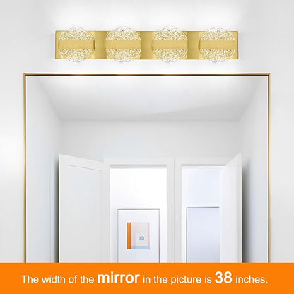Luxury Brushed Gold Bathroom Vanity Light with High CRI 90+ LED for True Colors, 20W 6000K Cool White Modern Bathroom Lights Fixture Over Mirror for Makeup & Shaving