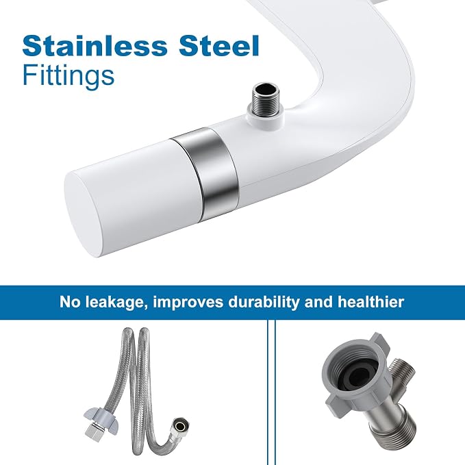 Bidet Attachment for Toilet Seat Water Pressure, Hygienic Bidets Attachment for Existing Toilets - Adjustable Fresh Water Pressure Dual Nozzle (Frontal & Rear Wash) Easy to Install,