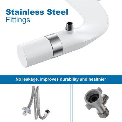 Bidet Attachment for Toilet Seat Water Pressure, Hygienic Bidets Attachment for Existing Toilets - Adjustable Fresh Water Pressure Dual Nozzle (Frontal & Rear Wash) Easy to Install,