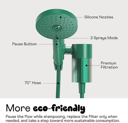 sproos! - Handheld Showerhead, High Performance Filtration, Black | Healthier Hair and Skin - DIY Installation - Renter Friendly - 3 Spray Functions - 70 Inch Hose - High Pressure Performance