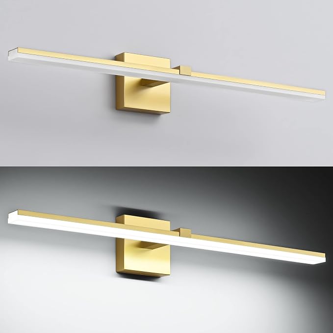 LED Vanity Light Gold Modern 30 inch Bathroom Lighting Fixtures Over Mirror Dimmable Bath Wall Lights Bar