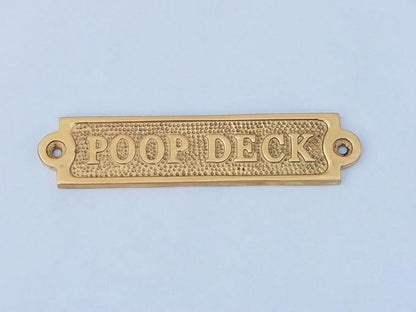 Hampton Nautical Brass Poop Deck Sign 6" - Metal Wall Plaque - Novelty Sign