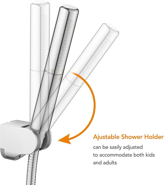 Handheld Shower Head Sprayer Shower Wand Hand Shower Showerhead Chrome | Polished Chrome High Pressure Showerhead, Hand Held, Brass Shower Head, Wall Mounted, 60 In Stainless Steel Shower Hose