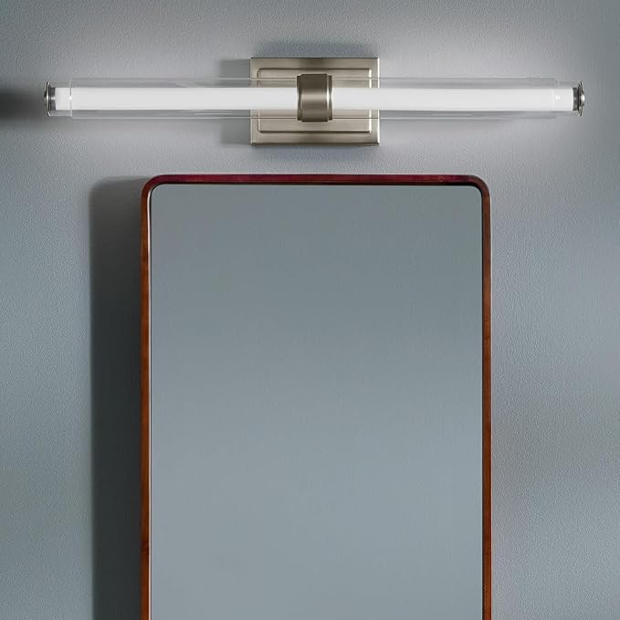 Kichler Laurene LED Bath Bar Light, Brushed Nickel | Linear vanity light with clear glass for mirrors and vanities (31" x 5"), 55239NILED