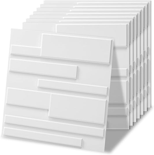 Art3d 100 Pack Decorative 3D Wall Panels, 97 Sq.Feet PVC Interior Wall Décor, 11.8"x11.8", White