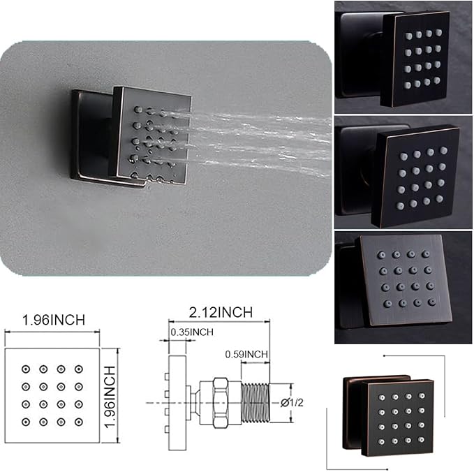 3 Functions Shower Head System Oil Rubbed Bronze Shower Faucet Set | 16X26 inch Ceiling Shower, 6 Body Jet, Handheld Shower, Temperature Display, 5 Functions Can All Run Together