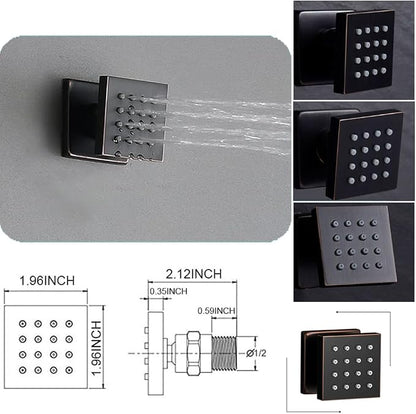 3 Functions Shower Head System Oil Rubbed Bronze Shower Faucet Set | 16X26 inch Ceiling Shower, 6 Body Jet, Handheld Shower, Temperature Display, 5 Functions Can All Run Together