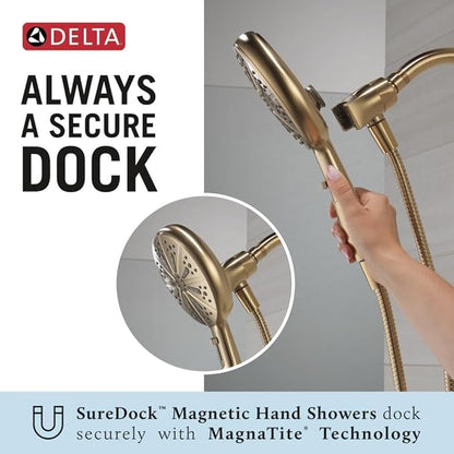 Delta Nicoli 14 Series Brushed Gold Bathtub Shower Faucet Set with Handheld Shower Head, Valve Trim Kit, Champagne Bronze 144749-CZ-HS (Valve Included)