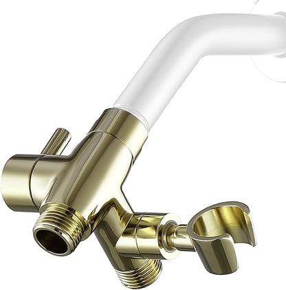 G-Promise Solid Metal Shower Head Diverter with Holder 3-Way | Spray Separately or Both, Adjustable-Angle Bracket, Anti-Leak, Smooth Knob Switch, Easy Install, Universal Replacement Part
