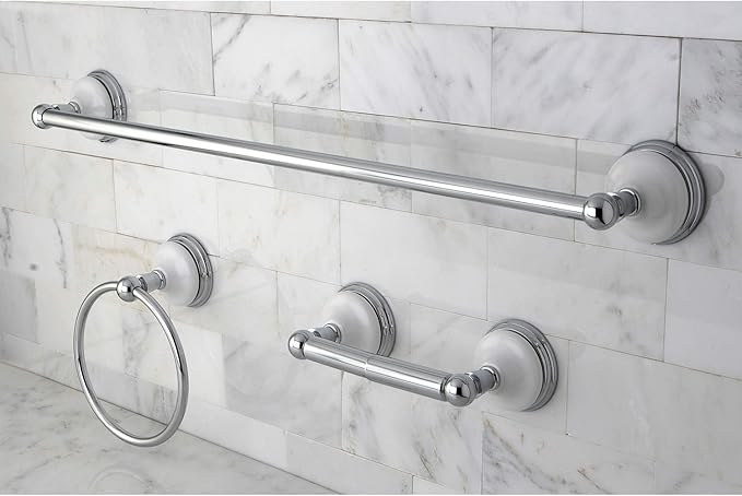 Kingston Brass BAK111148C Victorian 3-Piece 24-Inch Towel Bar Bathroom Accessory Set in Polished Chrome