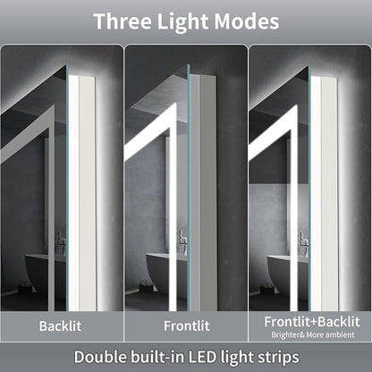 LED Mirror for Bathroom, 72x36 Inch Backlit + Front Lighted | Bathroom Vanity Mirror with Lights for Wall, Double Light Strips, 3 Colors, Shatter-Proof, Anti-Fog and Brightness Memory