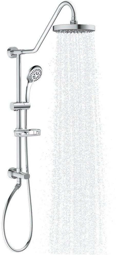 PULSE ShowerSpas 1011-CH-1.8GPM Kauai III Shower System, with 8" Rain Showerhead, 5-Function Hand Shower, Adjustable Slide Bar and Soap Dish, Polished Chrome, 1.8 GPM