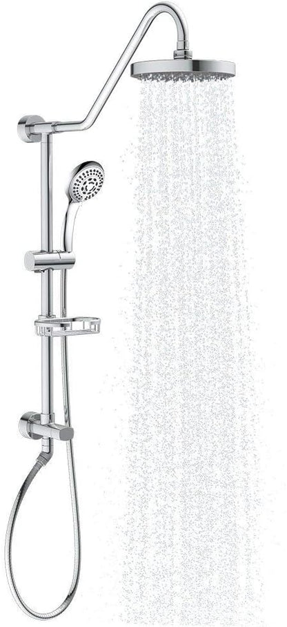 PULSE ShowerSpas 1011-CH-1.8GPM Kauai III Shower System, with 8" Rain Showerhead, 5-Function Hand Shower, Adjustable Slide Bar and Soap Dish, Polished Chrome, 1.8 GPM
