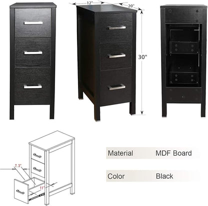 eclife 72" Modern Bathroom Vanity Sink Combo Freestanding Cabinet with Small Side Cabinet, Clear Round Glass Vessel Sink, Water Save Faucet, Drain (Black+A16)