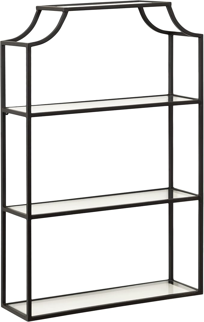 Kate and Laurel Ciel 3 Tiered Wall Shelf, 20 x 30, Black, Decorative Floating Shelf Storage and Wall Organizer