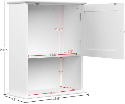 Wall-Mounted Storage Cabinet – Kitchen, Pantry, Laundry Room or Bathroom Organizer with Open Shelf – Bathroom Storage Furniture by Lavish Home (White)