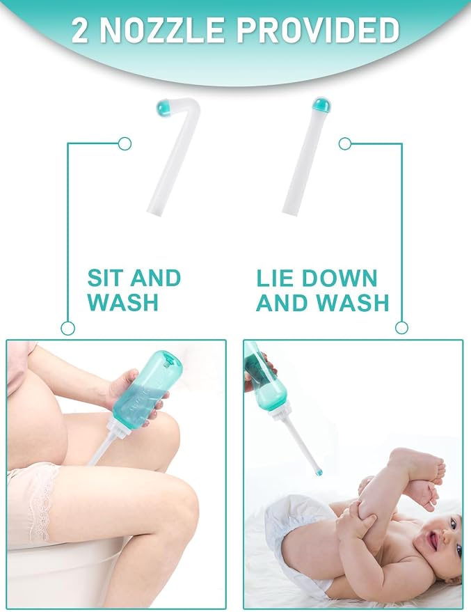 Peri Bottle for Travel Bidet - Care,Portable Travel Squeeze Bottle Bidet for Women Personal Hygiene Cleaning,2 Tubes for Baby Mom and 16.9OZ(Green)