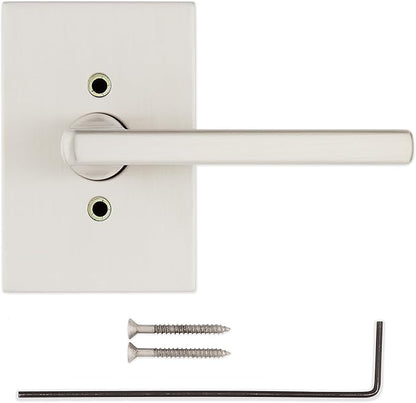 Kwikset Halifax Dummy Door Handle, Single Sided Lever for Closets, French Double Doors, and Pantry, Satin Nickel Non-Turning Reversible Interior Push/Pull Lever, with Microban Protection