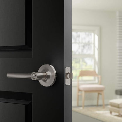 Amazon Basics Contemporary Madison Door Lever - Privacy - Satin Nickel, 6-Pack