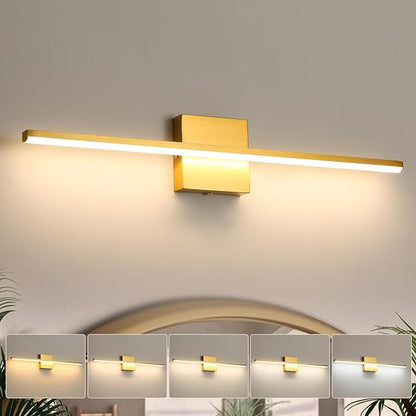 Modern Bathroom Vanity Light 24 Inch, Dimmable 5CCT LED | 18W Brushed Gold Bathroom Light Fixture Over Mirror, Wall Sconce Lighting for Restro