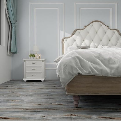 Wood Grain Peel and Stick Floor Tiles, 11.8" W × 118" L, Tide‑Washed | Soft wood‑look finish, Easy to cut, Non‑slip texture, Good for renters and DIY users, Helps protect floors, Easy to replace