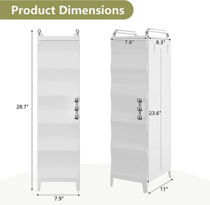 VECELO Narrow Storage Cabinet with Door, Slim Bathroom Storage Cabinet with Adjustable Shelves, for Small Spaces, Bathroom, Kitchen, Laundry, 28.7” H, White