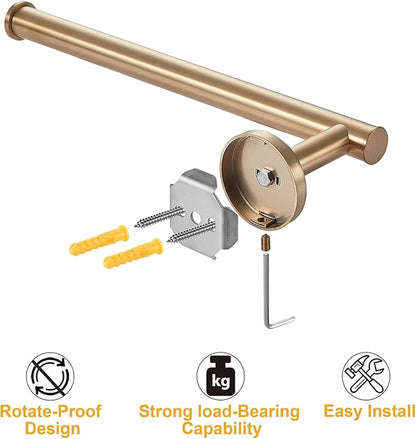 FOMANSH Stainless Steel Towel Holder - Mount on Wall Towel Bar, Toilet/Kitchen Paper Holder, SUS 304 Hand Towel Rack, Towel Ring for Bathroom Toilet Gold
