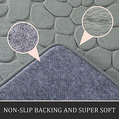 YIHOUSE Bathroom Rugs Mat Set, Memory Foam Bath Mat 2 Piece Gray