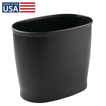 iDesign Slim Plastic Bathroom Trash Can, Black | Small Garbage Bin, For Bedroom, Office, Desk, Dorm