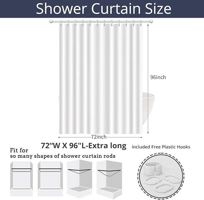 Nautical Coastal Shower Curtain, Green Navy Blue Orange Ocean Beach Seashell Starfish Themed Bathroom Curtain Waterproof Fabric Machine Washable with Hooks, 72" Wx96 L