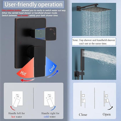 Shower Faucet Set 16 Inch Wall Mount Rain Shower System, All Metal Shower Fixtures - Oil Rubbed Bronze
