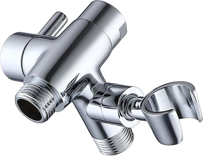 G-Promise Solid Metal Shower Head Diverter with Holder 3-Way | Spray Separately or Both, Adjustable-Angle Bracket, Anti-Leak, Smooth Knob Switch, Easy Install, Universal Replacement Part