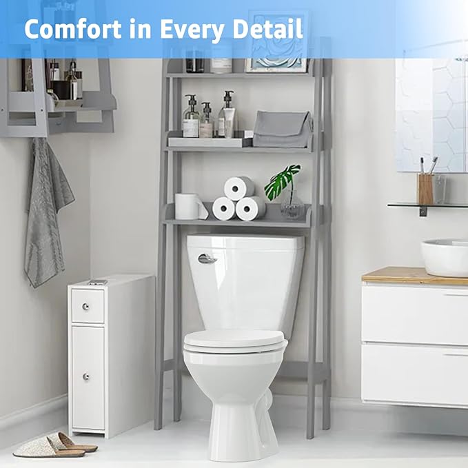 Round Toilet Seat 16.5 Inch & Quick Release - Quick Connect, Standard Toilet Lid Soft Close, PP Material Safe & Easy Clean and Install, Sturdy Accessories Never Loosen, White Plastic