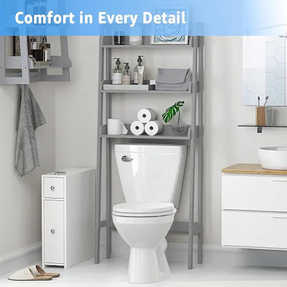 Round Toilet Seat 16.5 Inch & Quick Release - Quick Connect, Standard Toilet Lid Soft Close, PP Material Safe & Easy Clean and Install, Sturdy Accessories Never Loosen, White Plastic