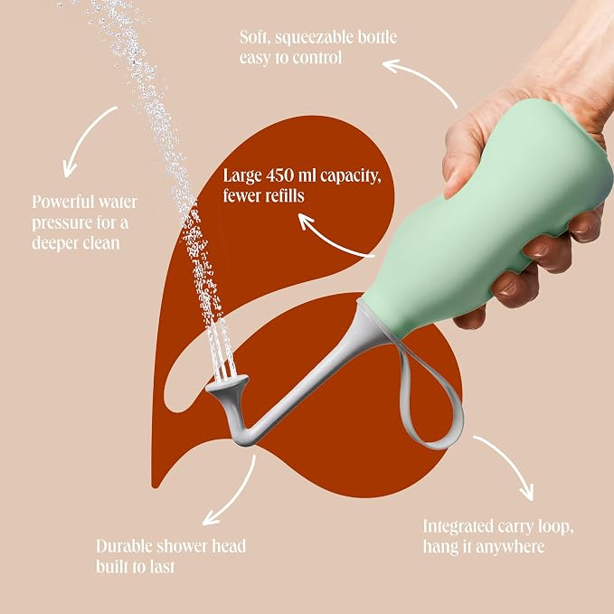 Butt & Intimate Shower 3.0 – Mobile Travel Bidet & Sustainable Intimate Shower, Replaces Wet Wipes, Saves Toilet Paper, Portable Handheld Bidet, Travel Bag Included, BPA-Free - Minty Mint