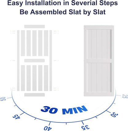 SMARTSTANDARD 36" x 84" White Sliding Barn Door with 6.6FT Silver Hardware | Pre-Drilled Ready to Assemble, Waterproof PVC Coating, H-Frame