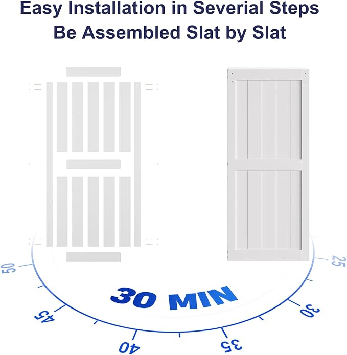 SMARTSTANDARD 38" x 84" White Sliding Barn Door with 6.6FT Silver Hardware | Pre-Drilled Ready to Assemble, Waterproof PVC Coating, H-Frame