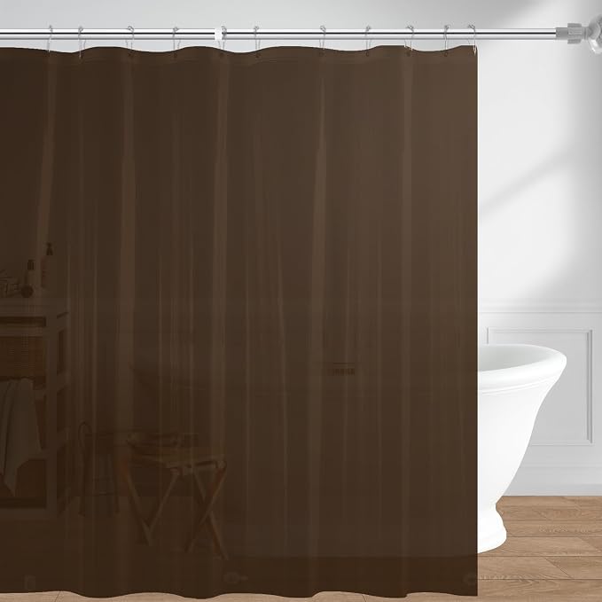 downluxe Shower Curtain Liner, PEVA Plastic Shower Liner with 3 Magnets, 72" x 72" Waterproof Bathroom Curtain, Brown, 1 Pack
