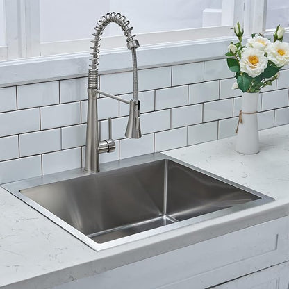 18x18 Inch Drop In Bar Sink,18 Inch Small Kitchen Sink,Stainless Steel 16 Gauge Single Bowl Outdoor Laundry Prep RV Sink with Strainer Drain, Brushed Nickel