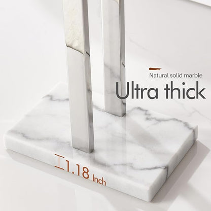 KOKOSIRI Floor Stand Towel Rack for Bathroom 2-Tier Free Standing Towel Holder with Heavy Marble Base Thicken Steady Design Polished Chrome Stainless Steel THS0005-CH