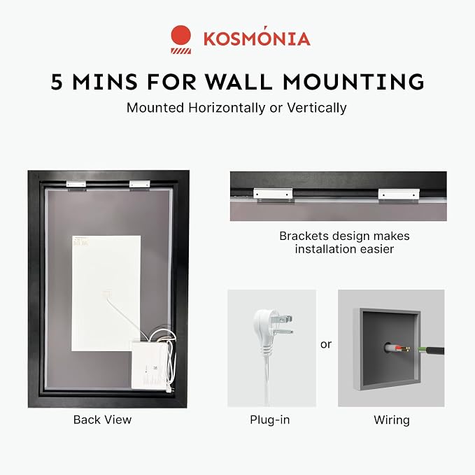 32x48 Inch Large LED Bathroom Mirror, Front & Backlit | Wall Mount Vanity Mirror, Anti-Fog Dimmable 3 Color Temperature Memory Function, Aluminum Frame Tempered Glass