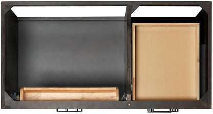 ARIEL Hepburn 42-inch Bathroom Vanity Base Cabinet,Solid Wood, 2 Soft Closing Doors, 5 Dovetail Drawers, Brown Oak