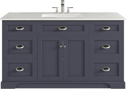 Eviva Epic 60 in. Charcoal Gray Single Sink Bath Vanity with Carrara Quartz Top