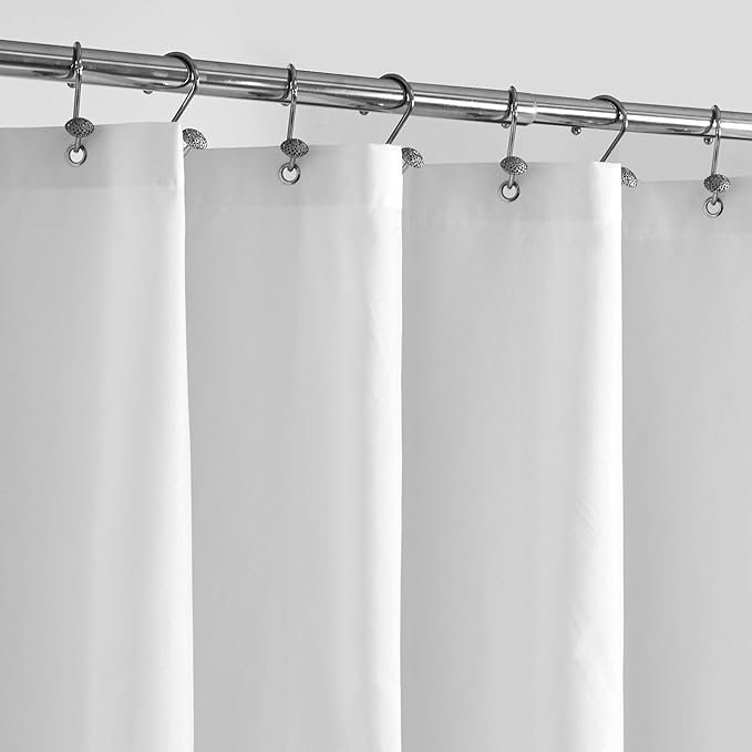 ALYVIA SPRING Waterproof Fabric Shower Curtain or Liner White, 72x72 | 3 Magnets, Soft Cloth & Hotel Quality, Machine Washable, Light-Weight, Standard Size