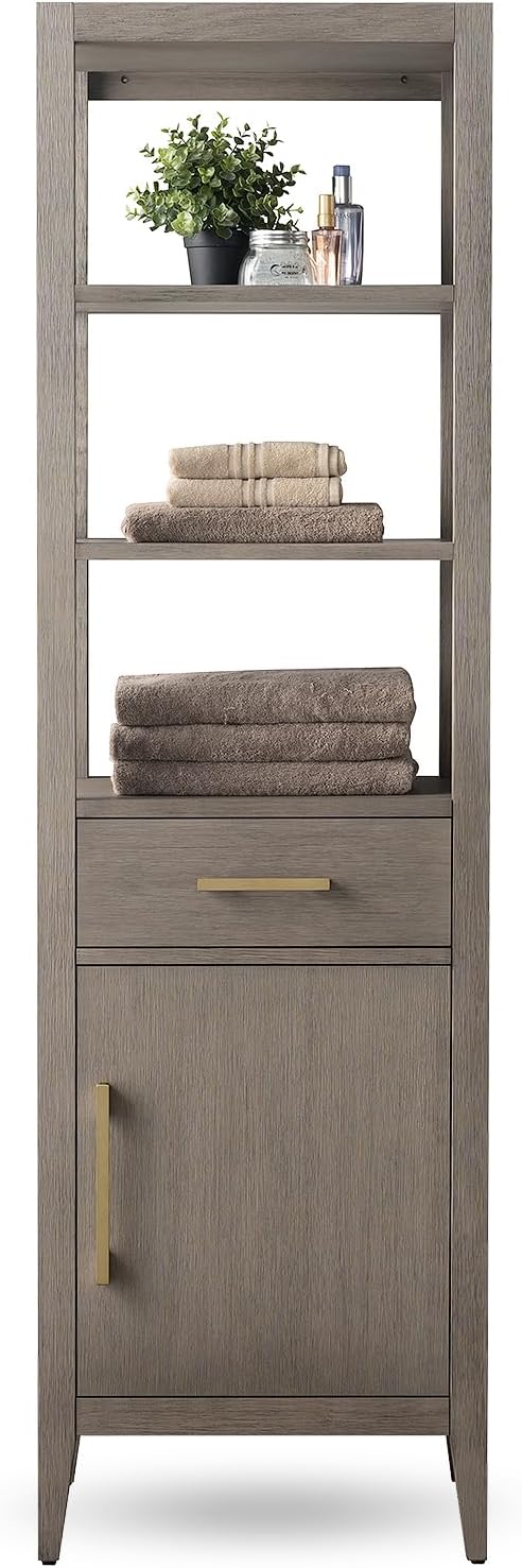 Vanity Art 21" Bathroom Vanity with Storage Cabinet & Shelves, Storage Cabinet with Soft-Closing Doors, VA90-LC-DG-GB1