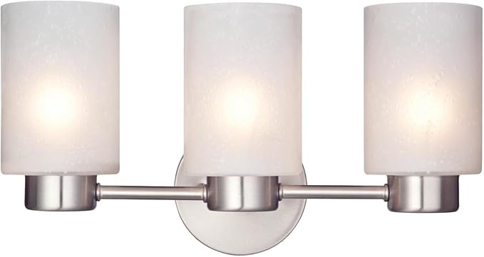 Westinghouse 6227900 Sylvestre Three-Light Interior Wall Fixture, Brushed Nickel Finish with Frosted Seeded Glass, 3, White