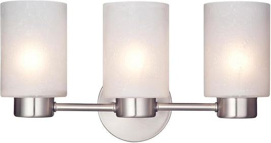 Westinghouse 6227900 Sylvestre Three-Light Interior Wall Fixture, Brushed Nickel Finish with Frosted Seeded Glass, 3, White