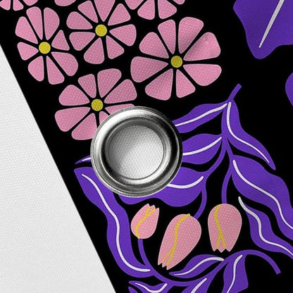 JAWO Retro Patchwork Floral Shower Curtain, Mid - Century Modern Boho Bathroom Decor with Pink and Purple Botanical Patterns, Waterproof Fabric Shower Curtain Sets with Hooks, 60X70IN