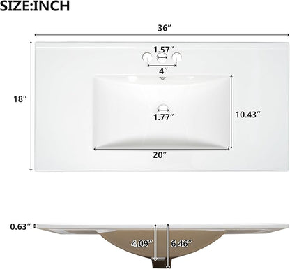 Harper & Bright Designs 72" Bathroom Vanity Set with Double Sink, Vanity Cabinet with 4 Cabinet Doors and 8 Drawers, Solid Wood Bathroom Cabinet with Ceramic Basin for Bathroom, Grey