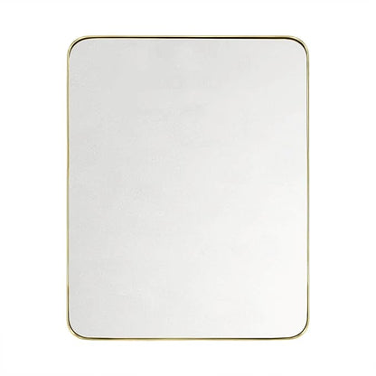 GRACTO 24x30'' Brushed Gold Metal Framed Bathroom Mirror for Wall in Stainless Steel Rounded Rectangular Bathroom Vanity Mirrors Wall Mounted